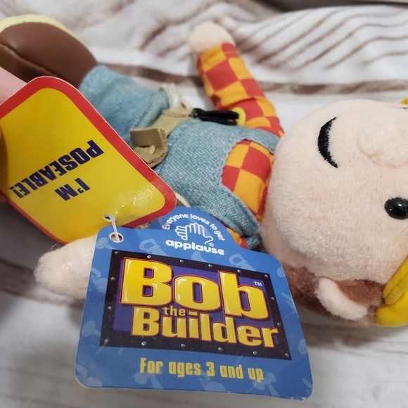 🌞SOLD🌞 Applause Bob The Builder 6.5" Posable Plush Doll 2001 Faux Leather - Picture 12 of 15